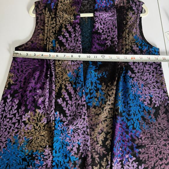 'Magic' Funky Abstract Colorful Floral Print Vest, Size Measurements In Photos - Picture 7 of 8